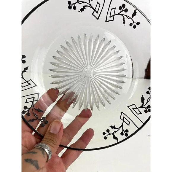 VTG Sterling Silver Overlay Starburst Etched Glass Plate 7.25" - Picture 15 of 16